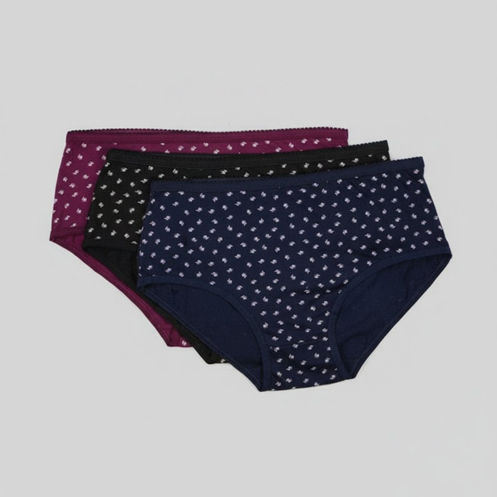 Printed Cotton Full Brief Panties - Pack of 3 