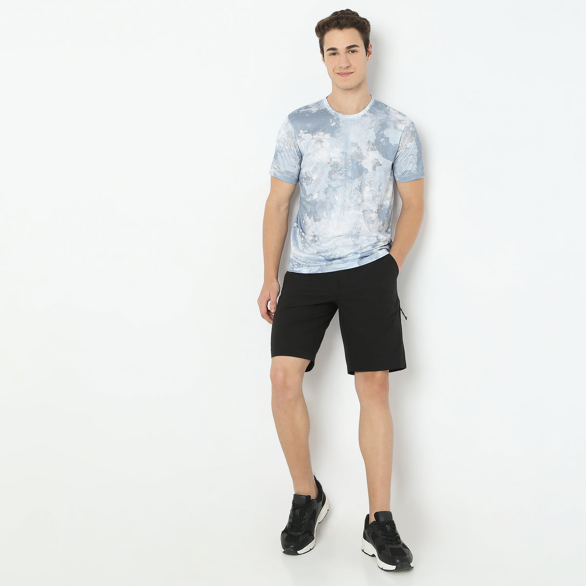 All Over Print Crew Neck Modern Activewear Running T-Shirt