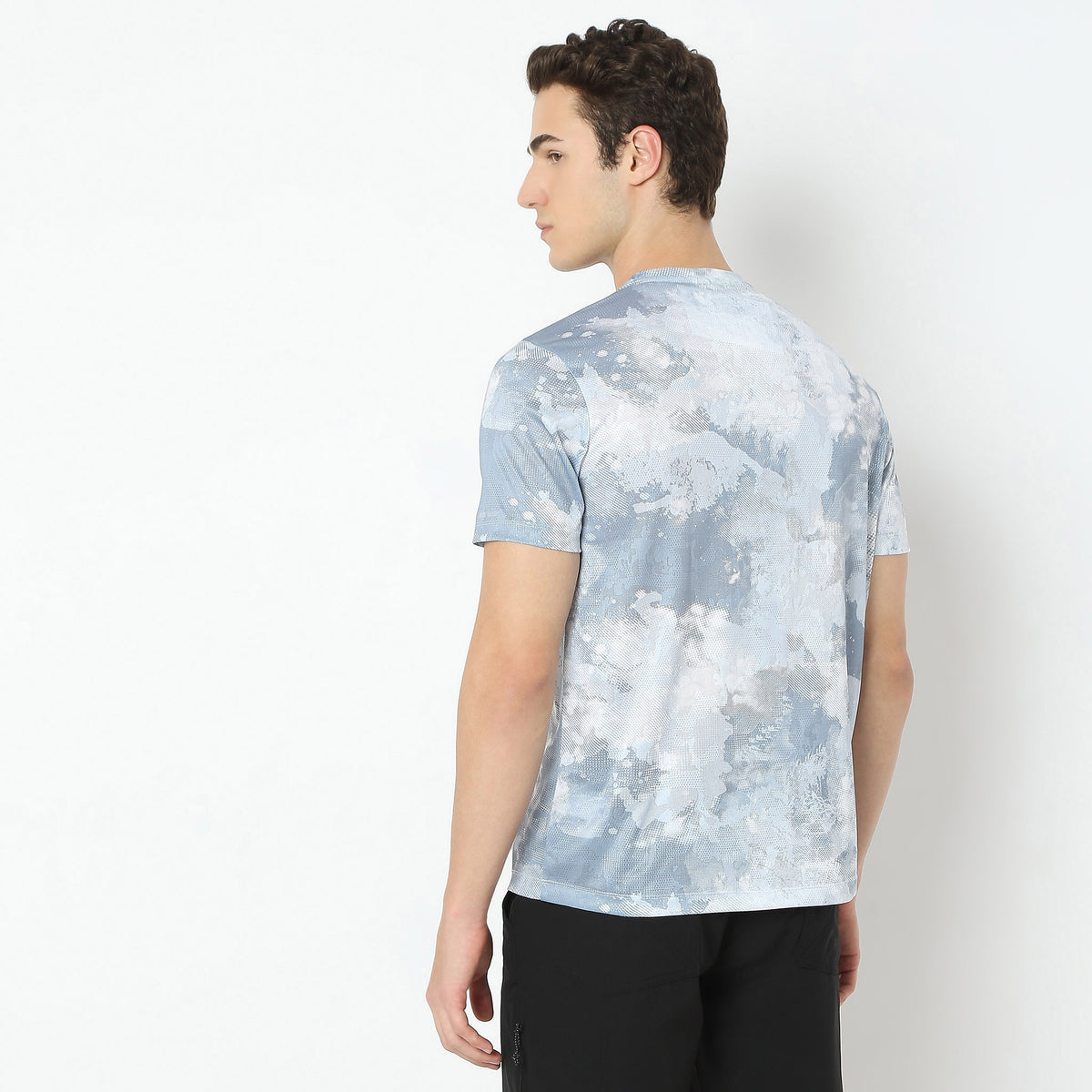 All Over Print Crew Neck Modern Activewear Running T-Shirt