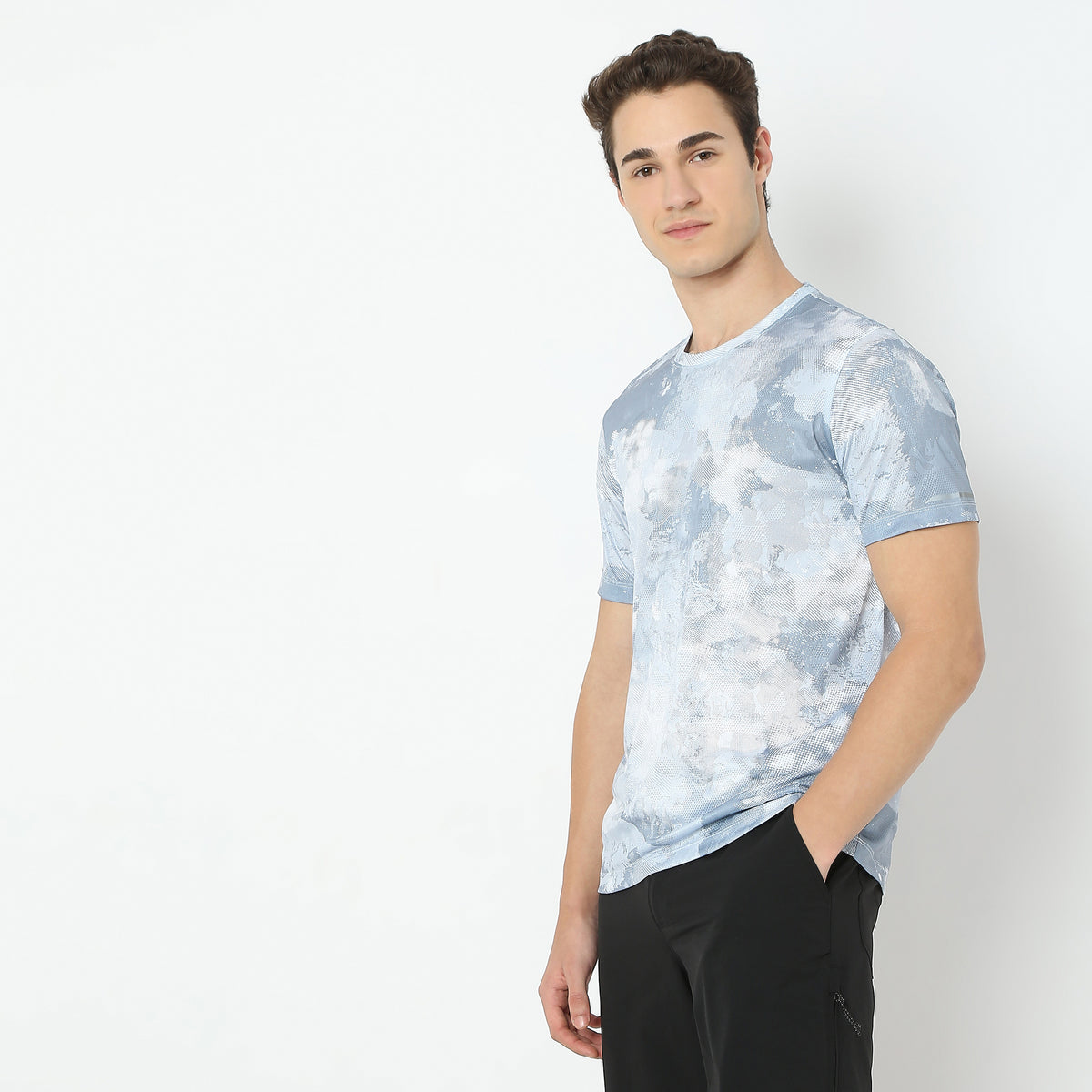 All Over Print Crew Neck Modern Activewear Running T-Shirt