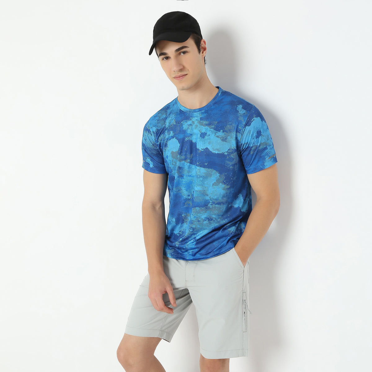 All Over Print Crew Neck Modern Activewear Running T-Shirt