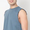 Oversize Jacquard Crew Neck Sleeveless T-Shirt