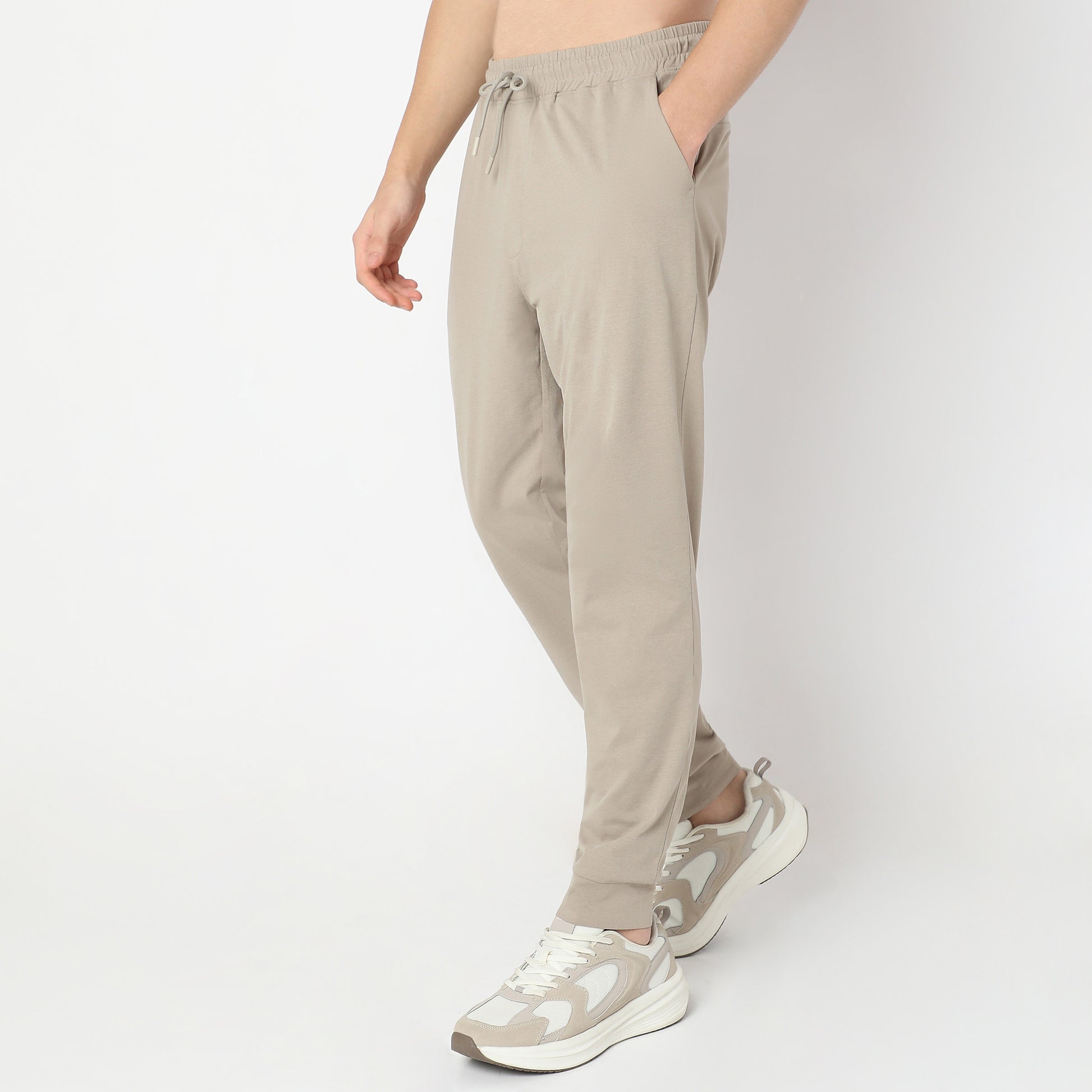 Regular Fit Solid Mid Rise Trackpants