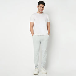 Regular Fit Solid Mid Rise Trackpants