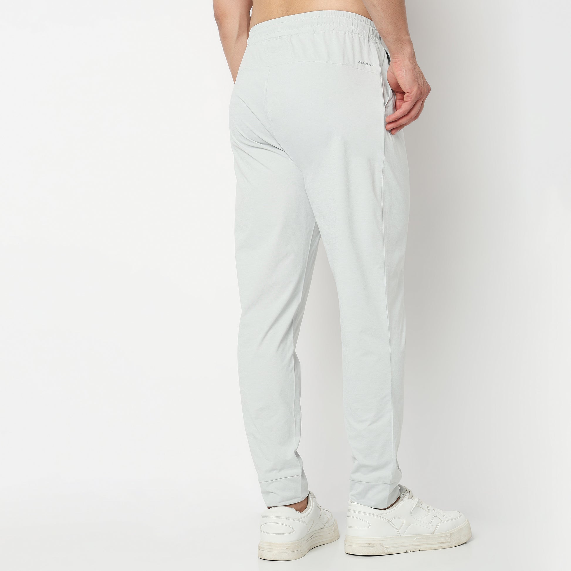 Regular Fit Solid Mid Rise Trackpants