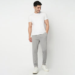 Regular Fit Solid Mid Rise Trackpants