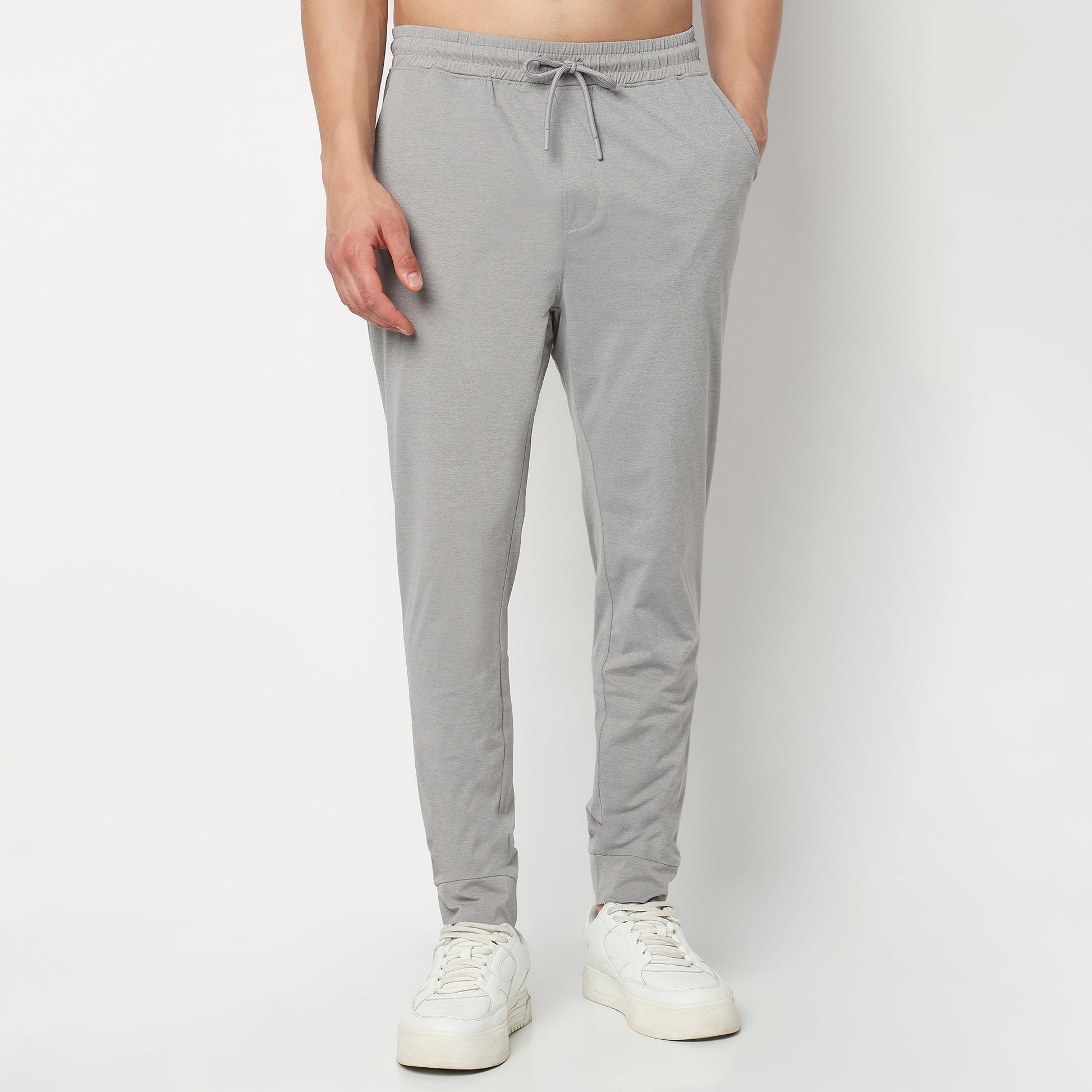 Regular Fit Solid Mid Rise Trackpants