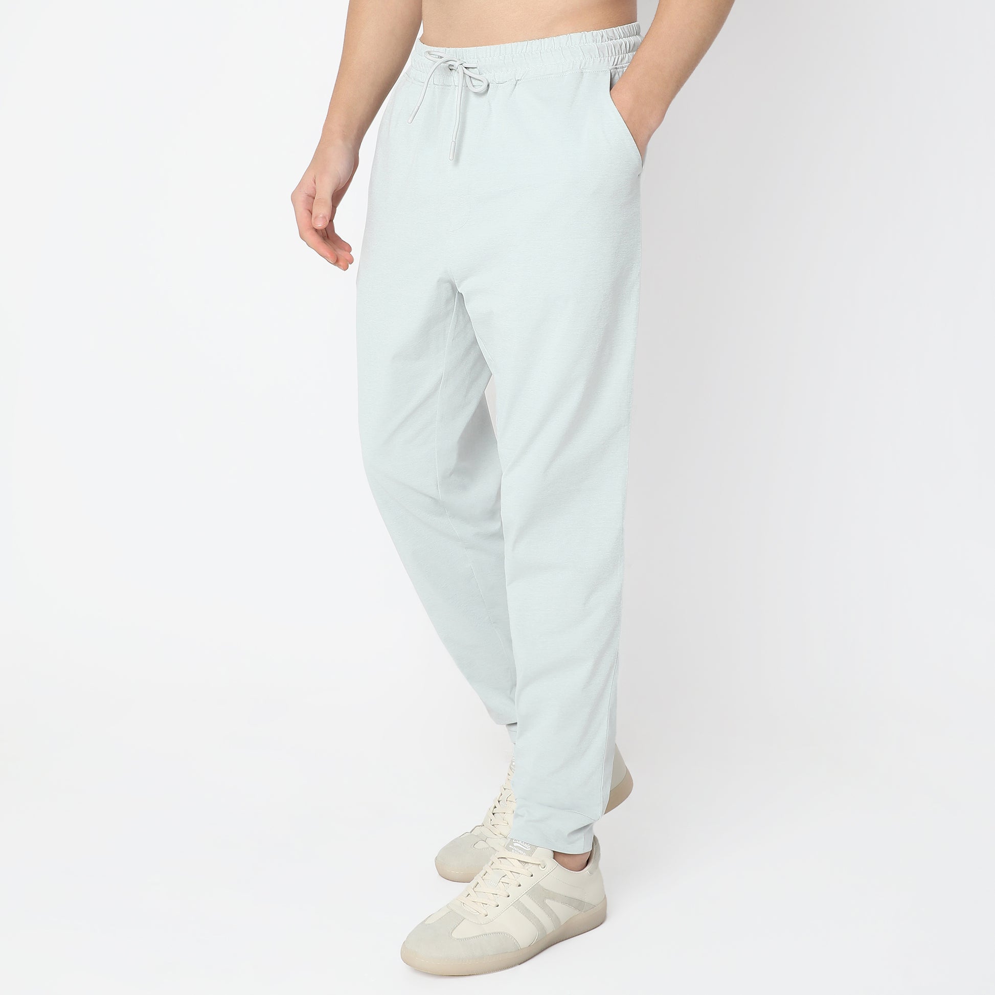 Regular Fit Solid Mid Rise Trackpants