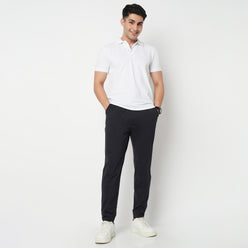 Regular Fit Solid Mid Rise Trackpants