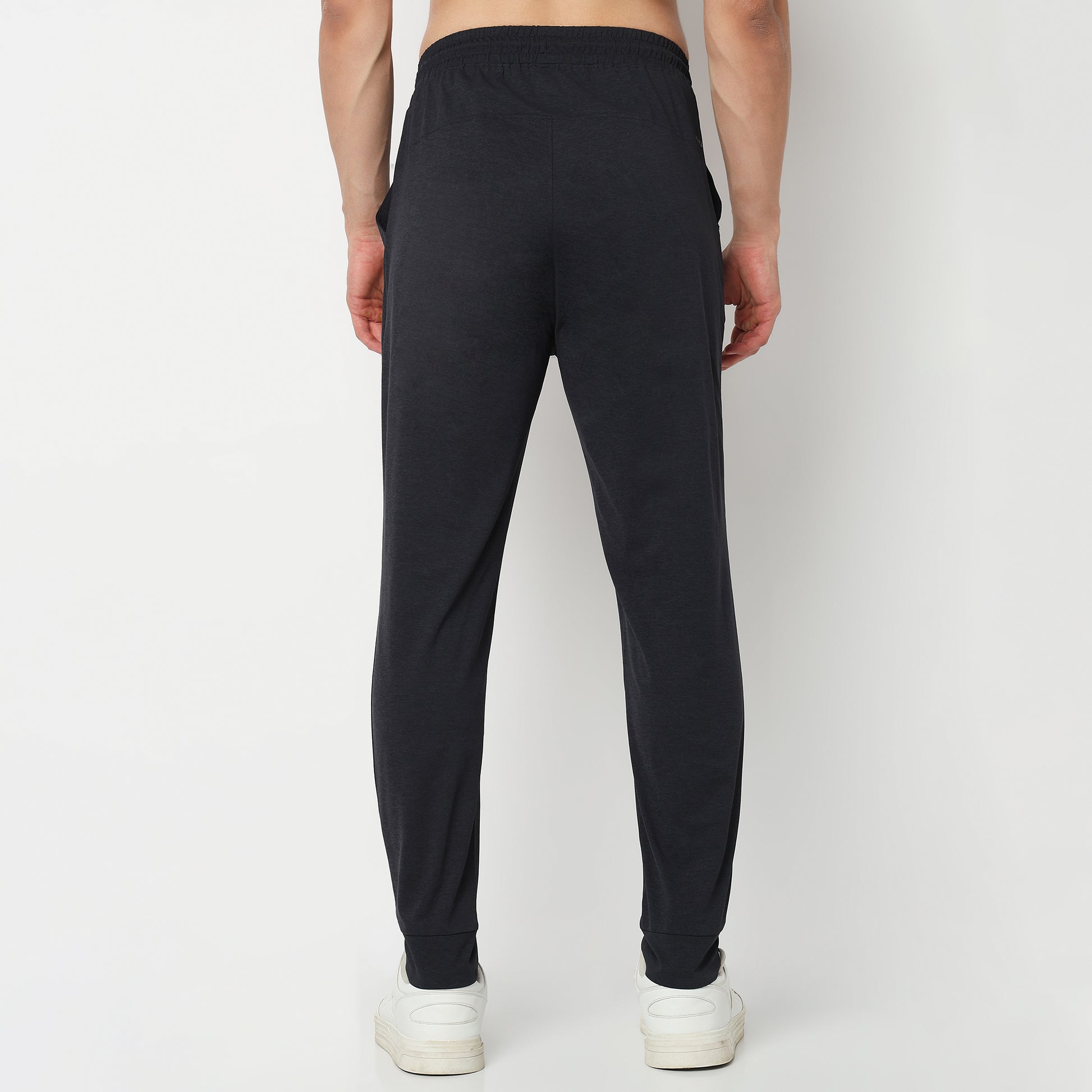 Regular Fit Solid Mid Rise Trackpants