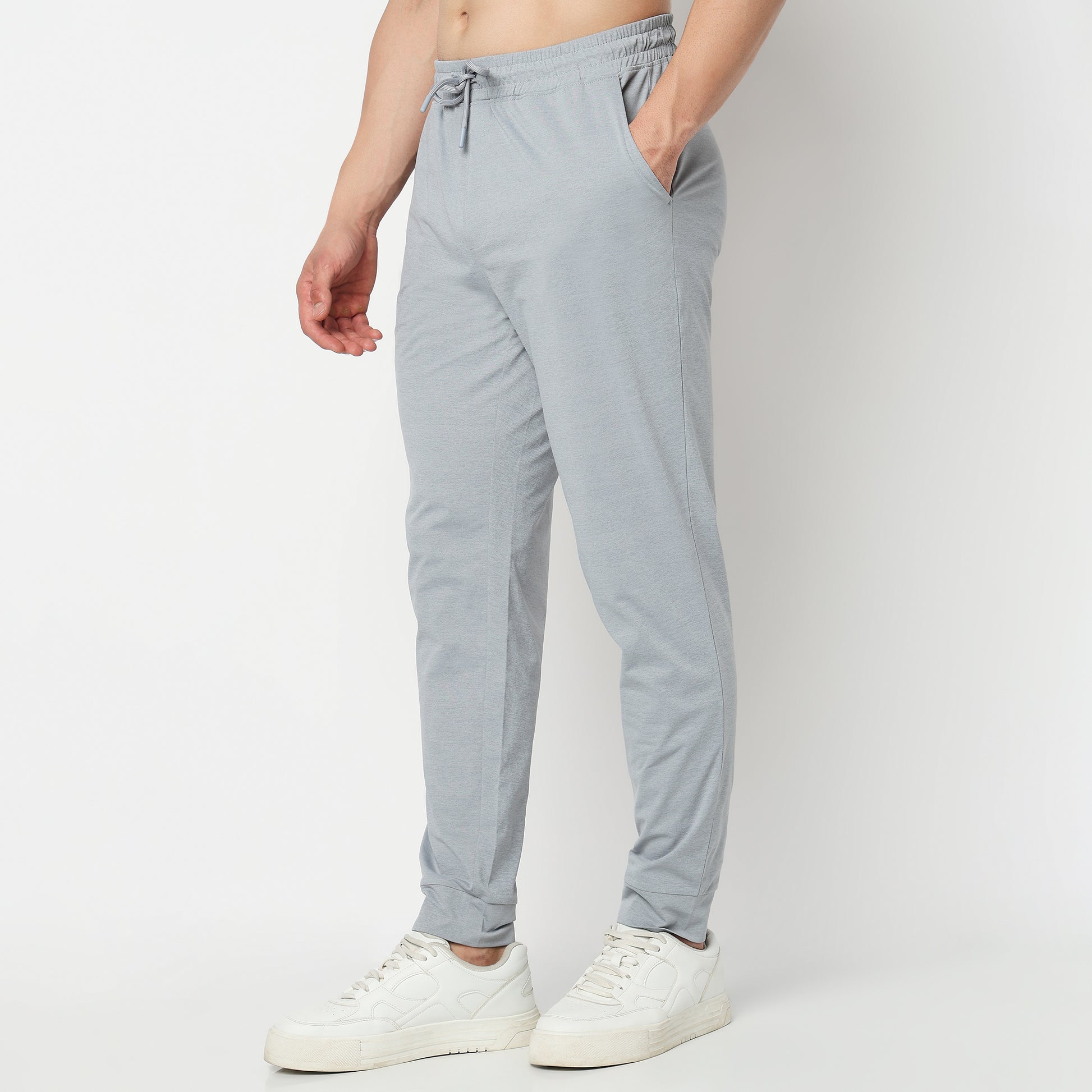 Regular Fit Solid Mid Rise Trackpants
