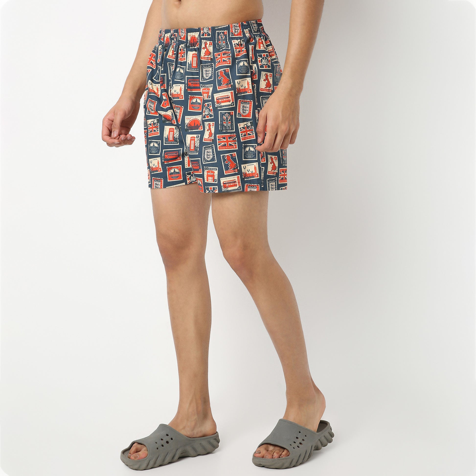 Regular Fit Printed Above Knee Mid Rise Shorts