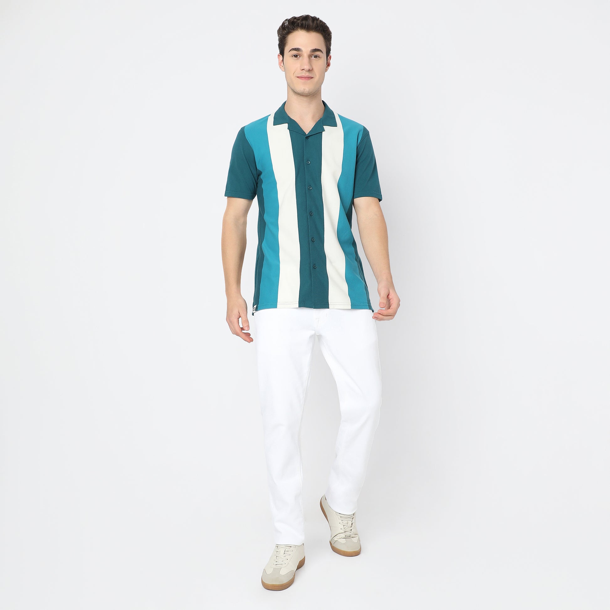 Structured Modern Smart University Style Half Sleeve Cuban Shirt