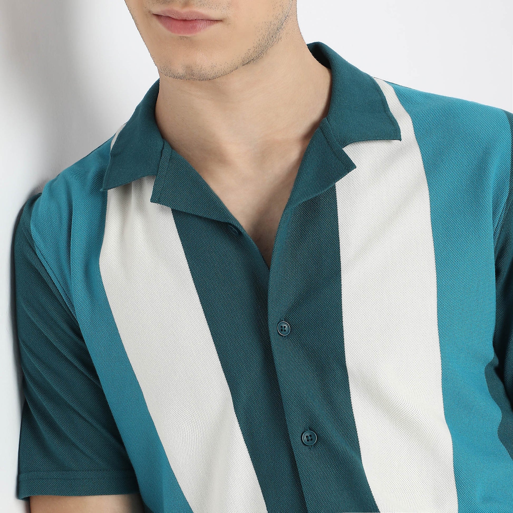 Structured Modern Smart University Style Half Sleeve Cuban Shirt