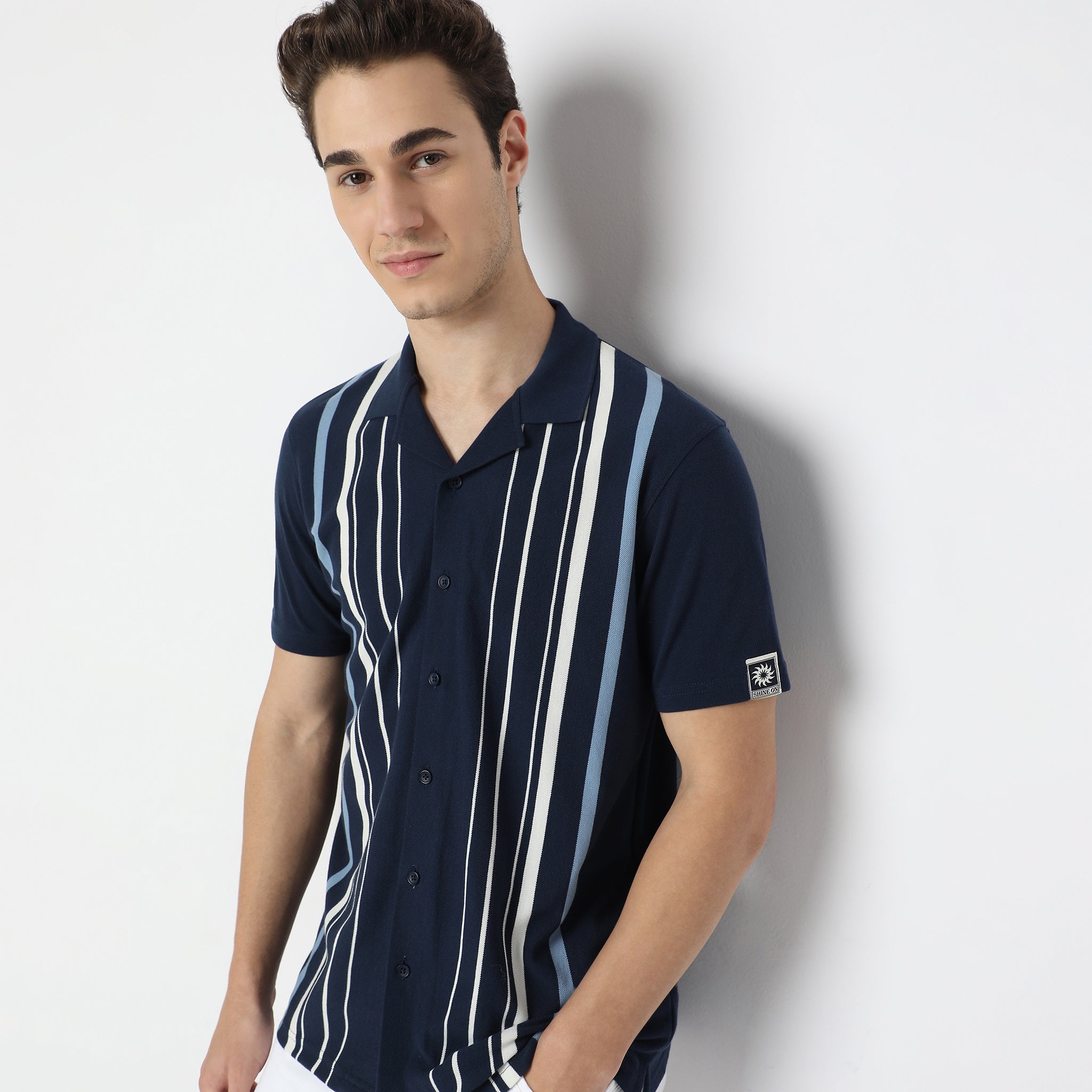 Structured Modern Smart University Style Half Sleeve Cuban Shirt