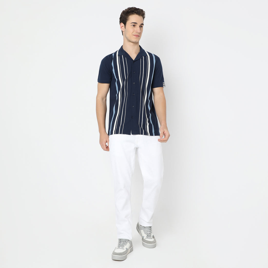 Structured Modern Smart University Style Half Sleeve Cuban Shirt