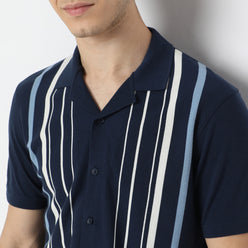 Structured Modern Smart University Style Half Sleeve Cuban Shirt