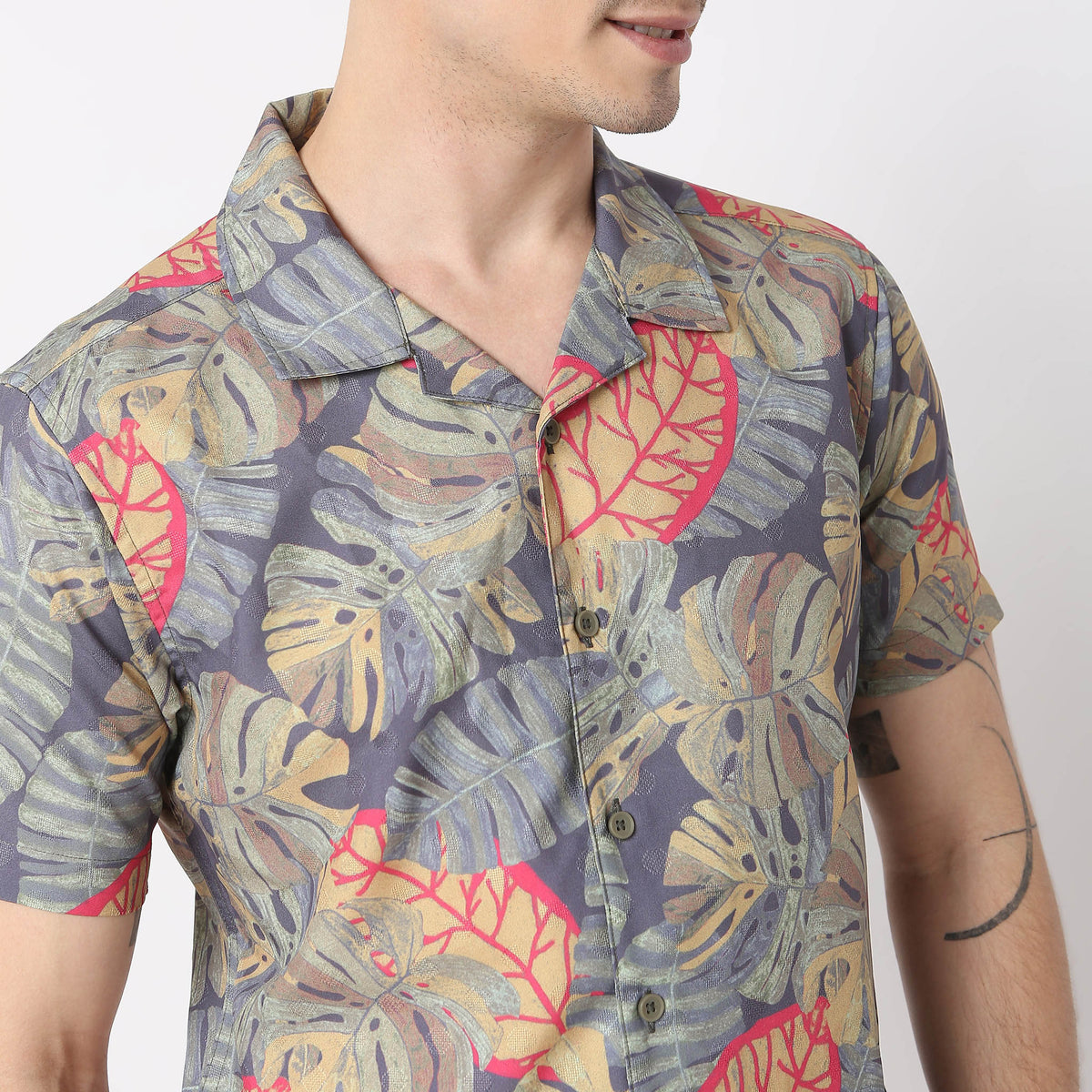 Printed Art Deco Havana Smart Cuban Half Sleeve Shirt