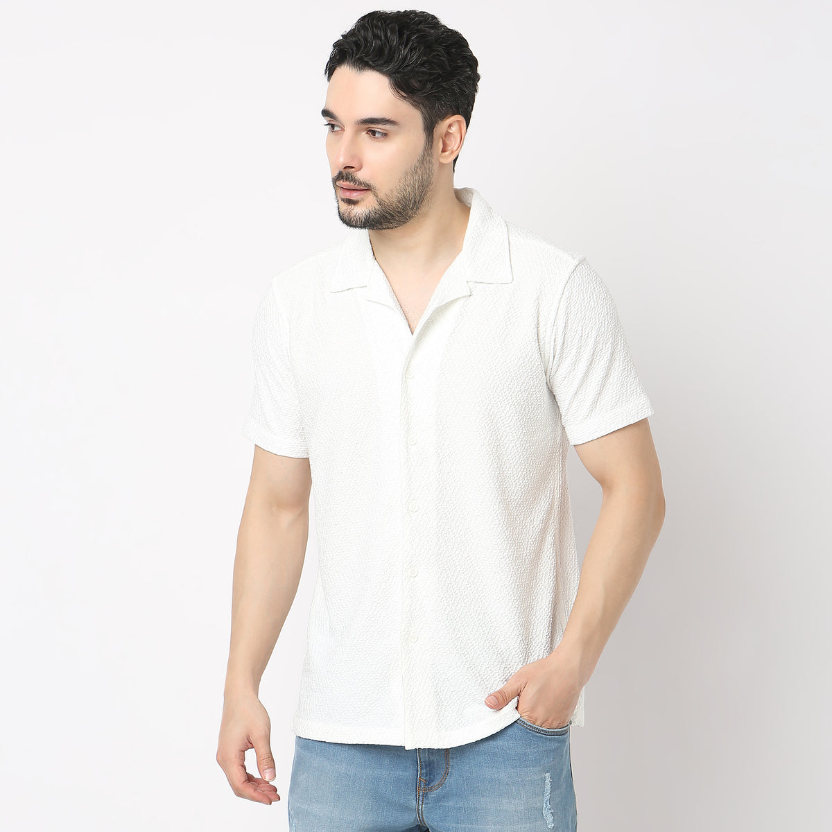 Slim Fit Structured Casual Shirt