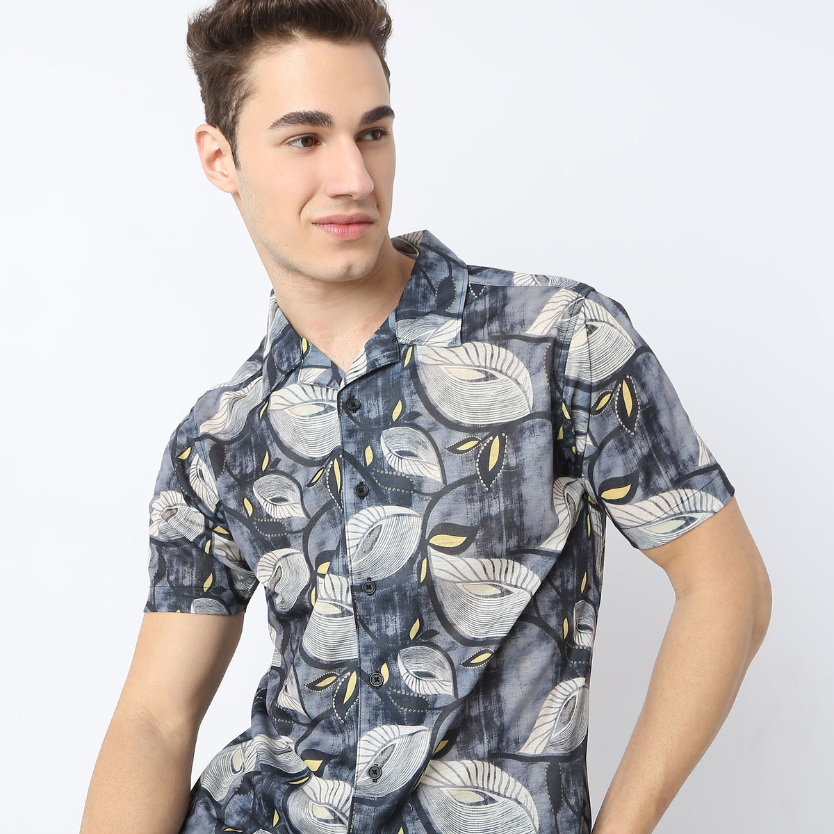 Regular Fit Printed Camp Collar Retreat Shirt