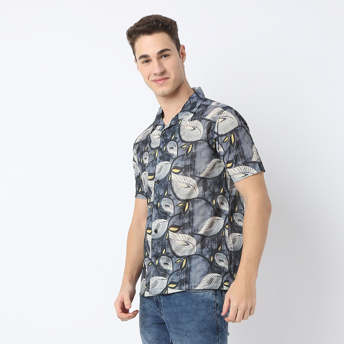 Regular Fit Printed Camp Collar Retreat Shirt