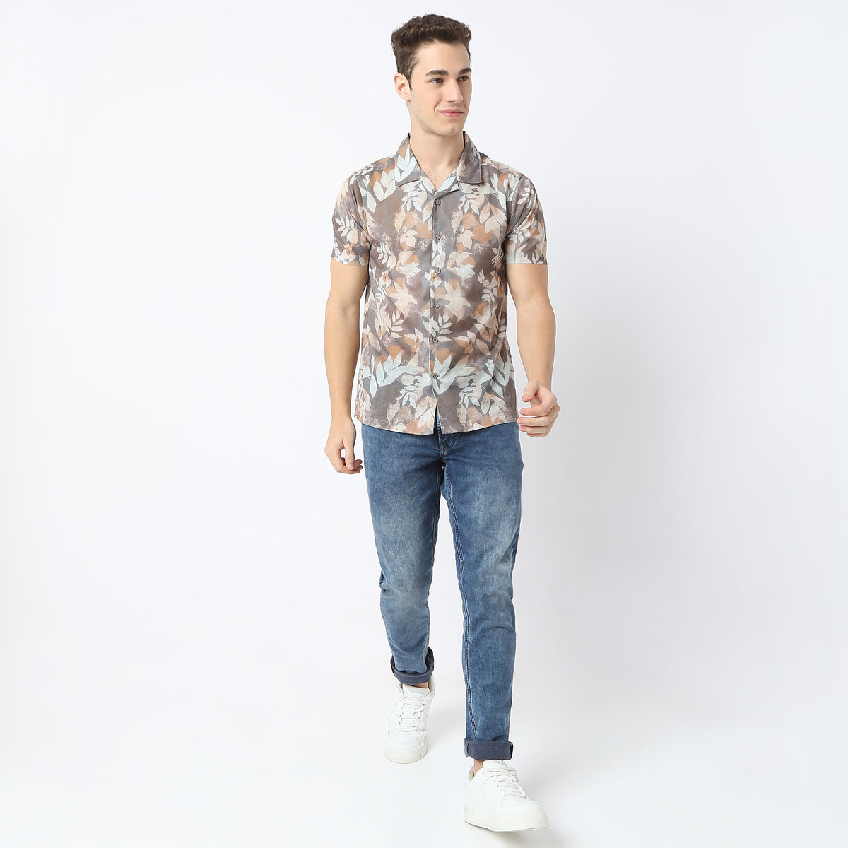 Regular Fit Printed Camp Collar Retreat Shirt