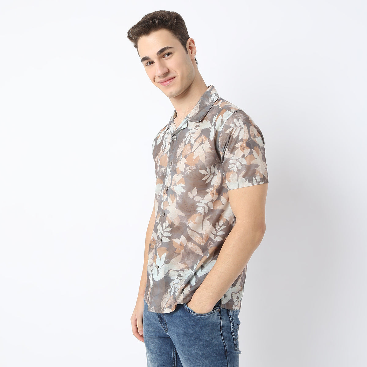 Regular Fit Printed Camp Collar Retreat Shirt