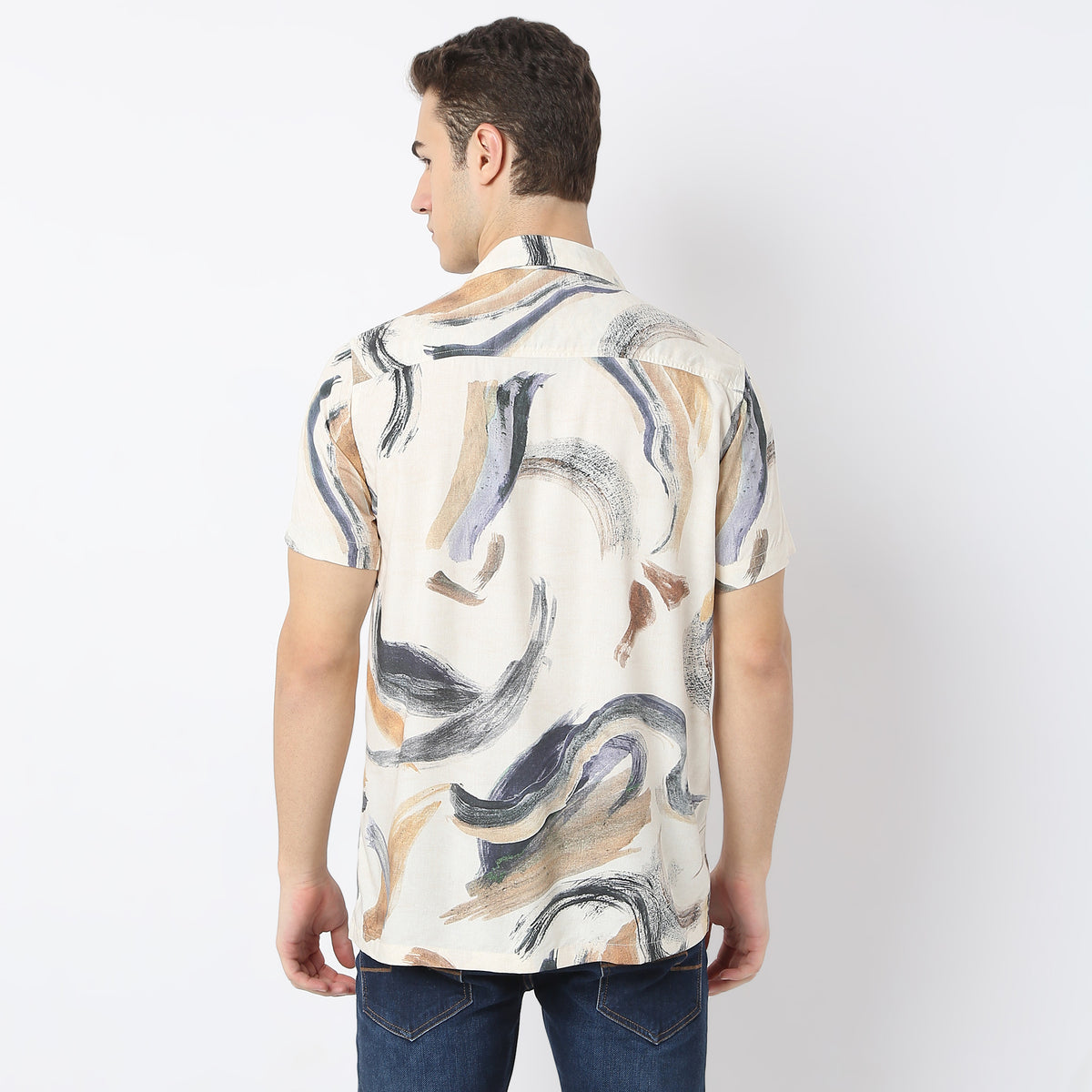 Relaxed Fit Printed Camp Collar Retreat Shirt