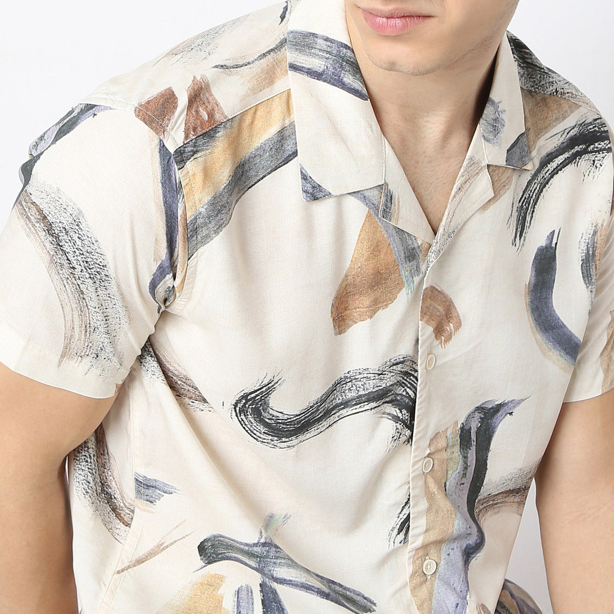 Relaxed Fit Printed Camp Collar Retreat Shirt