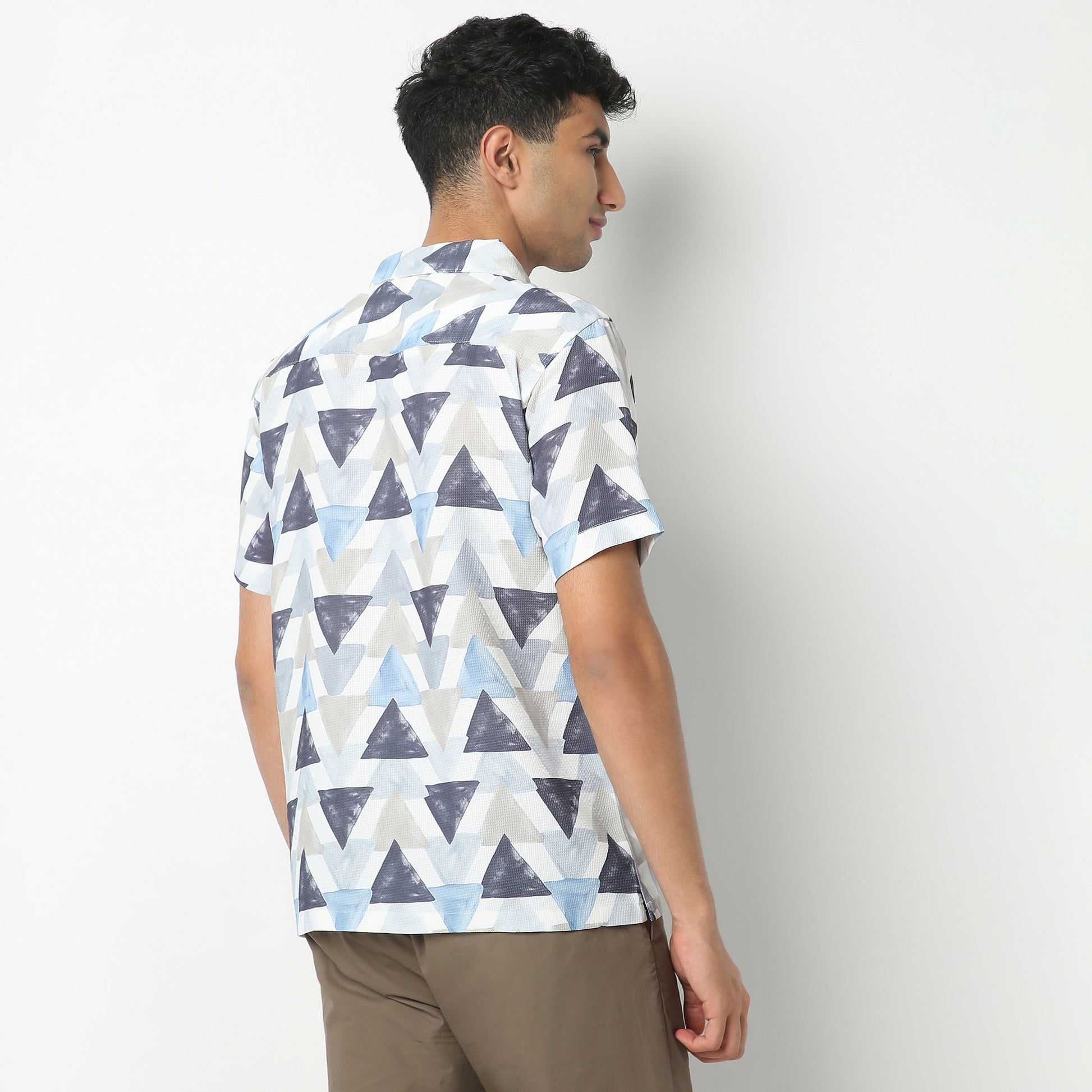 Regular Fit Printed Camp Collar Regular Length Shirt