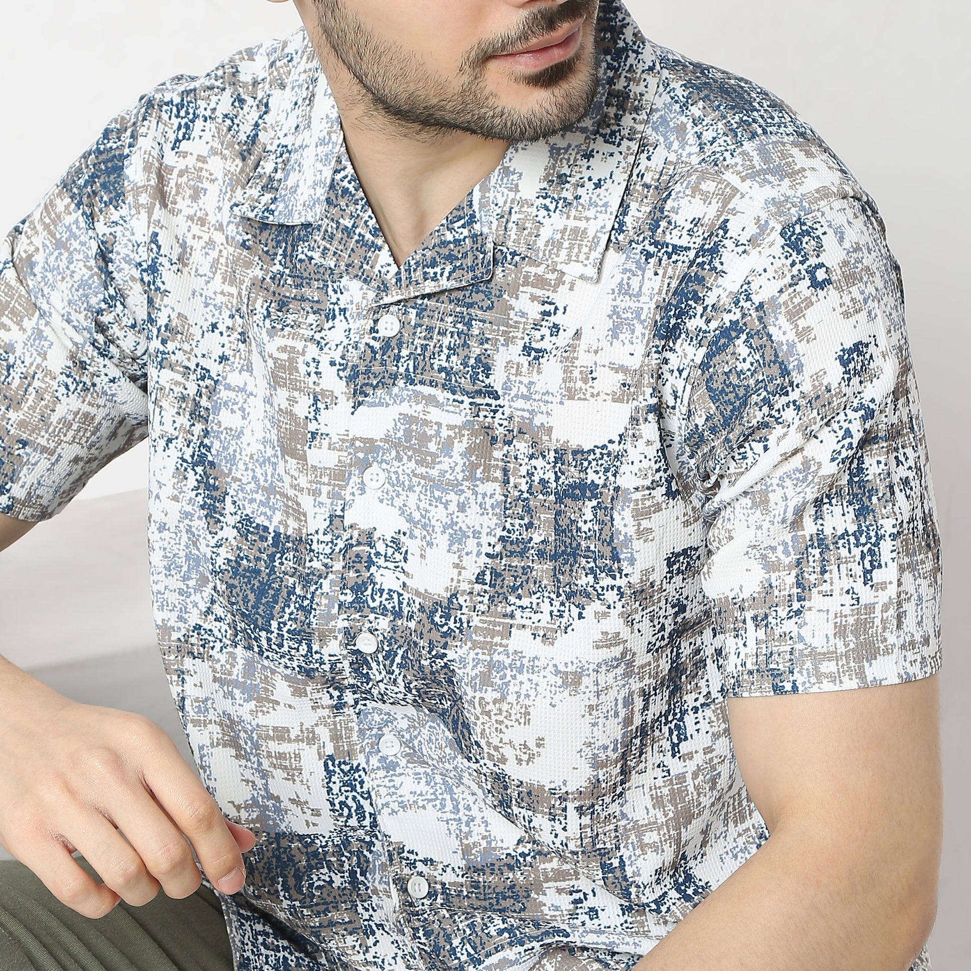 Regular Fit Printed Camp Collar Regular Length Shirt