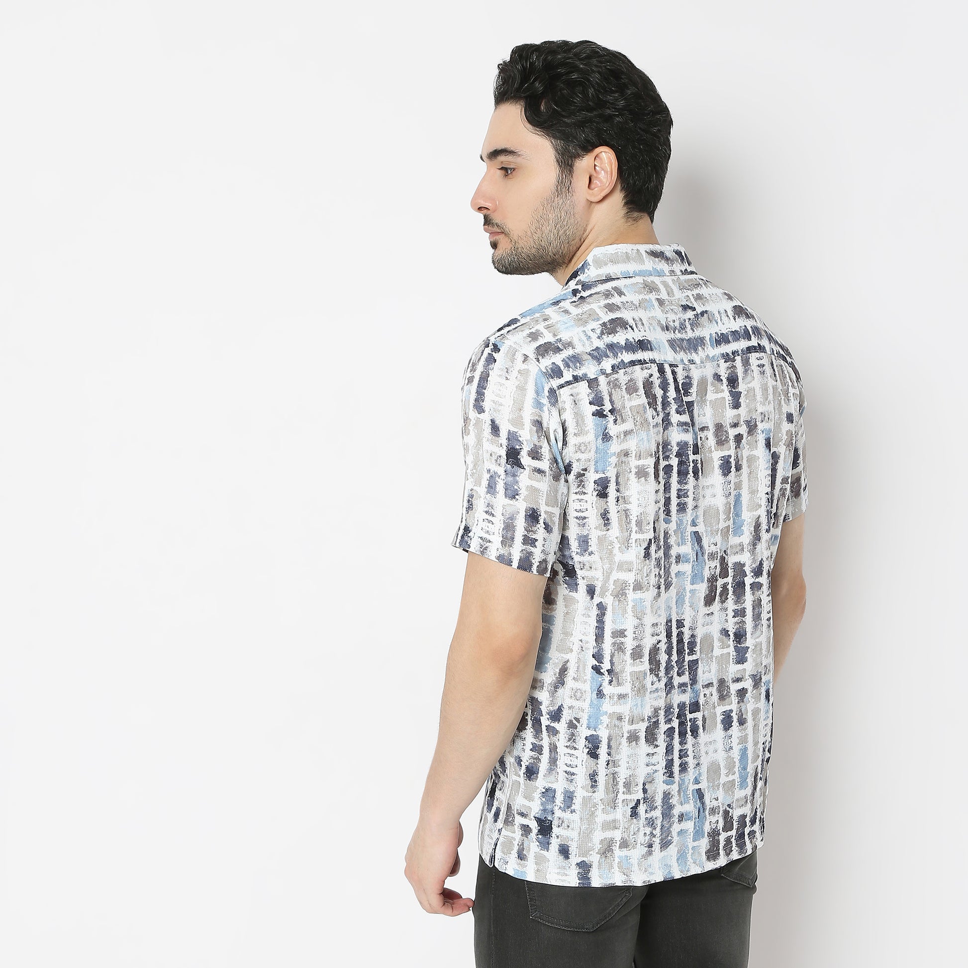 Regular Fit Printed Camp Collar Regular Length Shirt