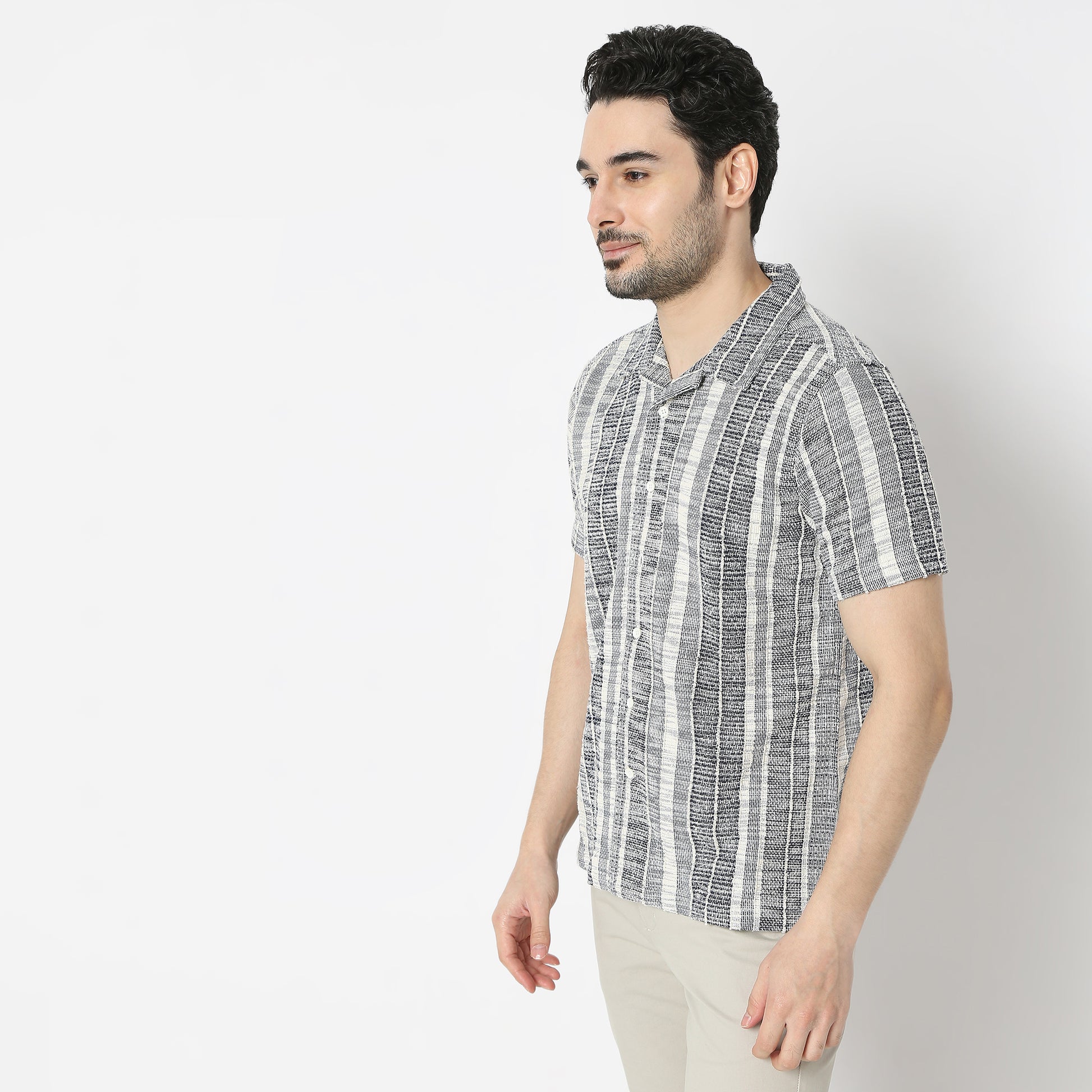 Regular Fit Printed Camp Collar Regular Length Shirt