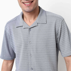 Structured Polyester Camp Collar Shirt