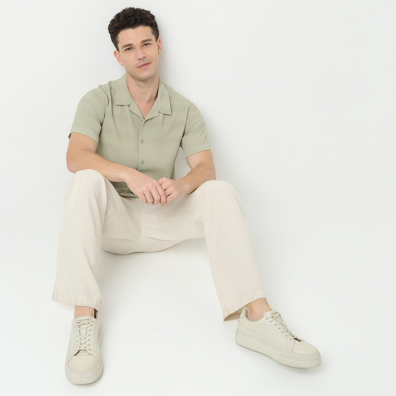 Half Sleeve Camp Collar Mood Shirt