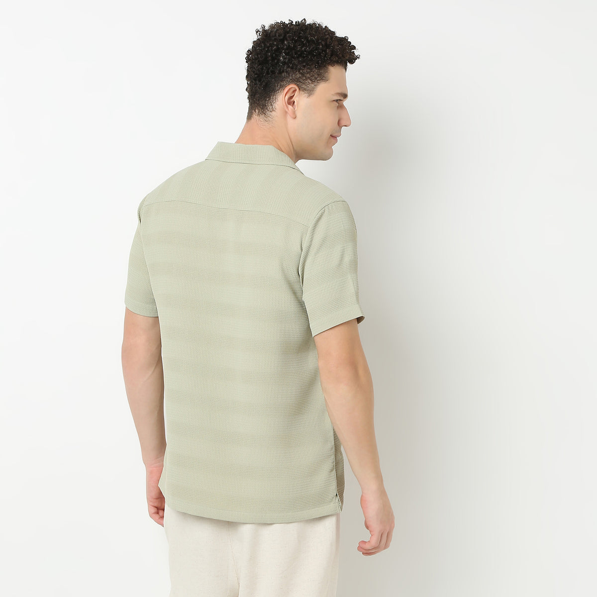 Half Sleeve Camp Collar Mood Shirt