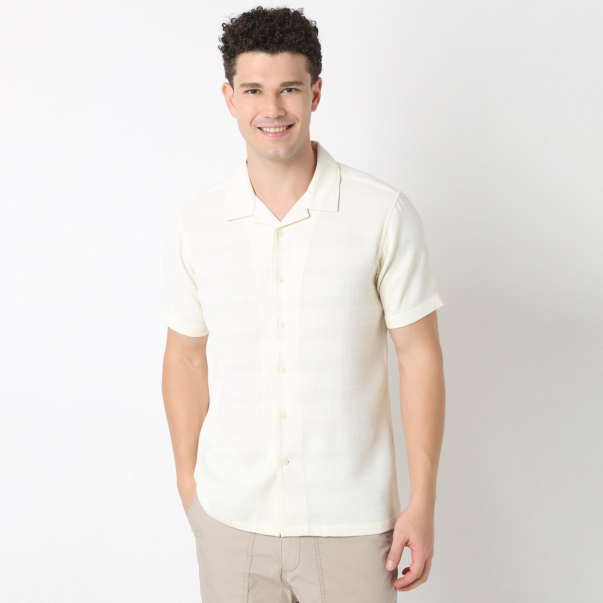 Half Sleeve Camp Collar Mood Shirt