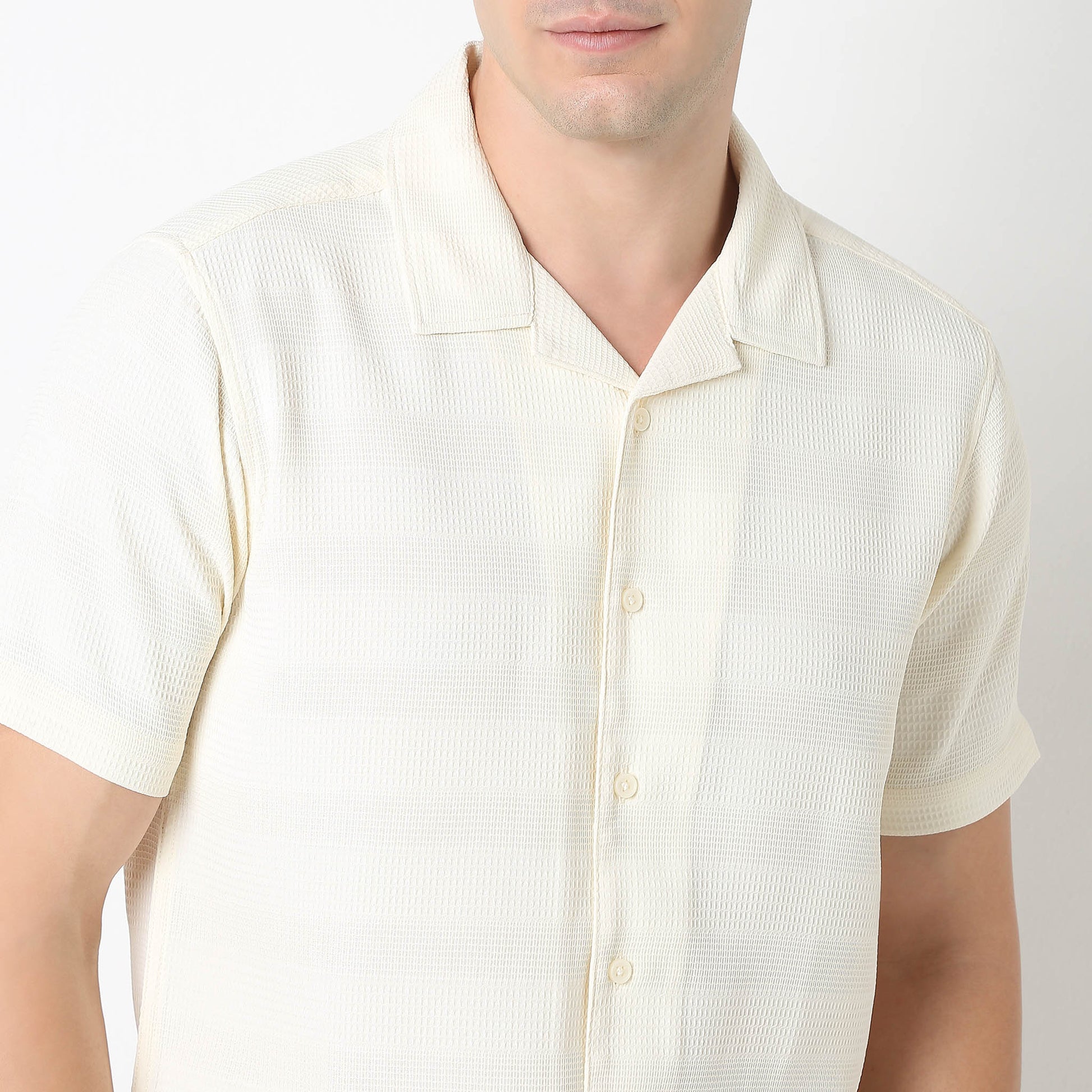 Half Sleeve Camp Collar Mood Shirt