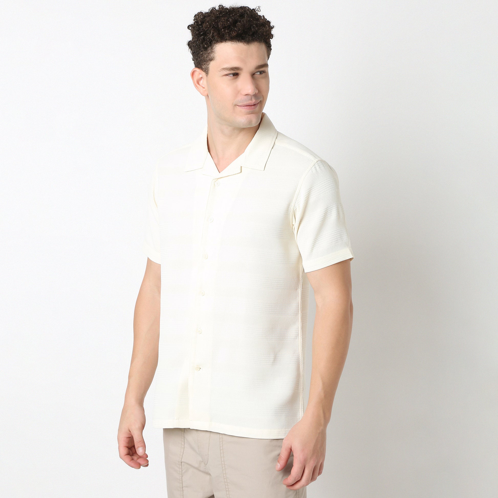 Half Sleeve Camp Collar Mood Shirt