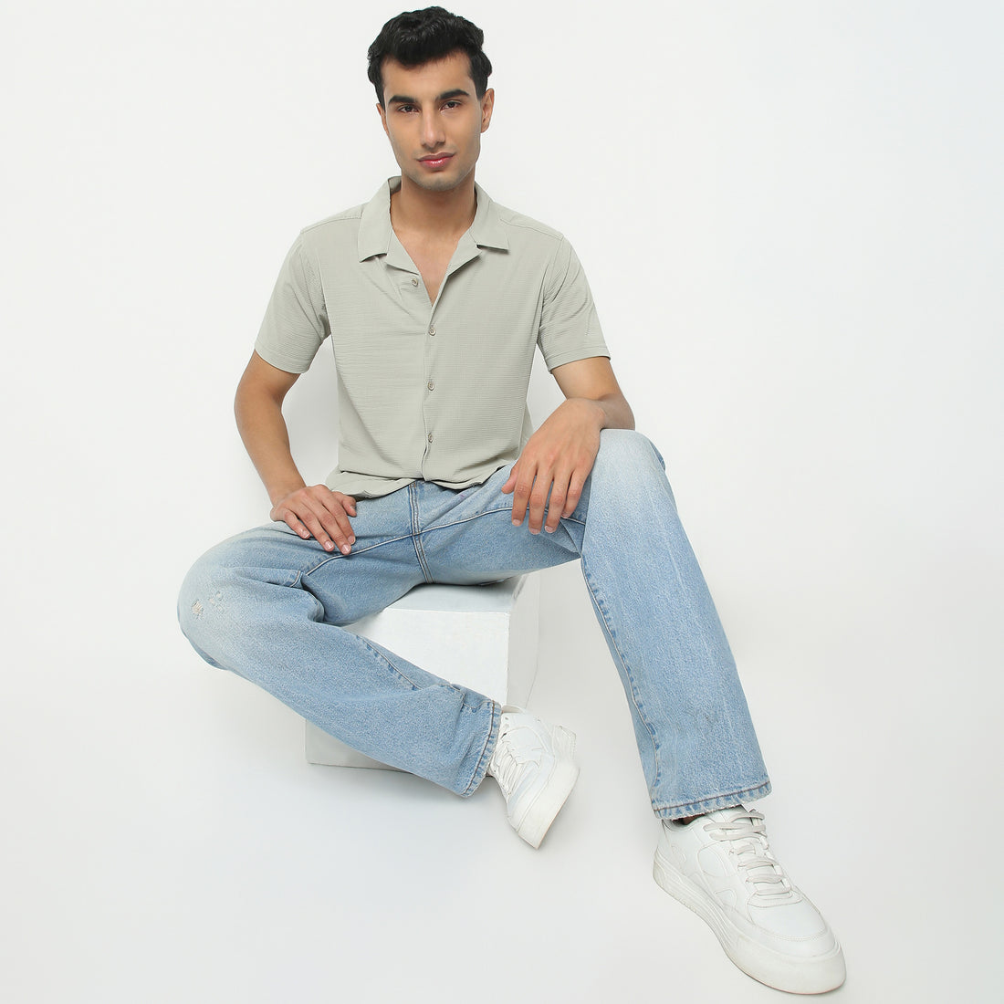 Regular Fit Printed Shirt Collar Regular Length Shirt