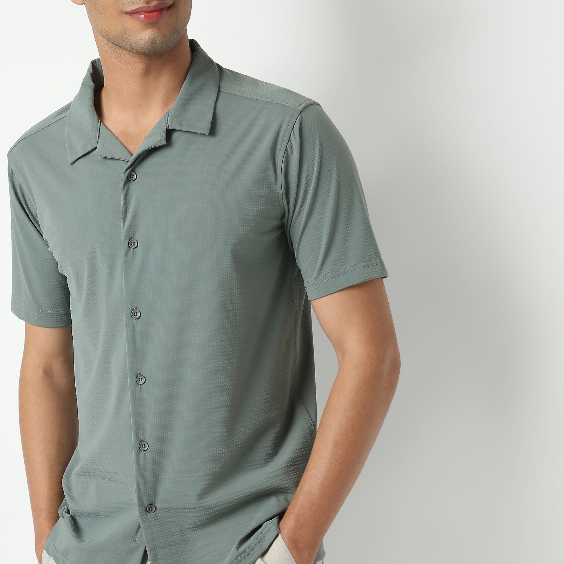 Regular Fit Printed Shirt Collar Regular Length Shirt