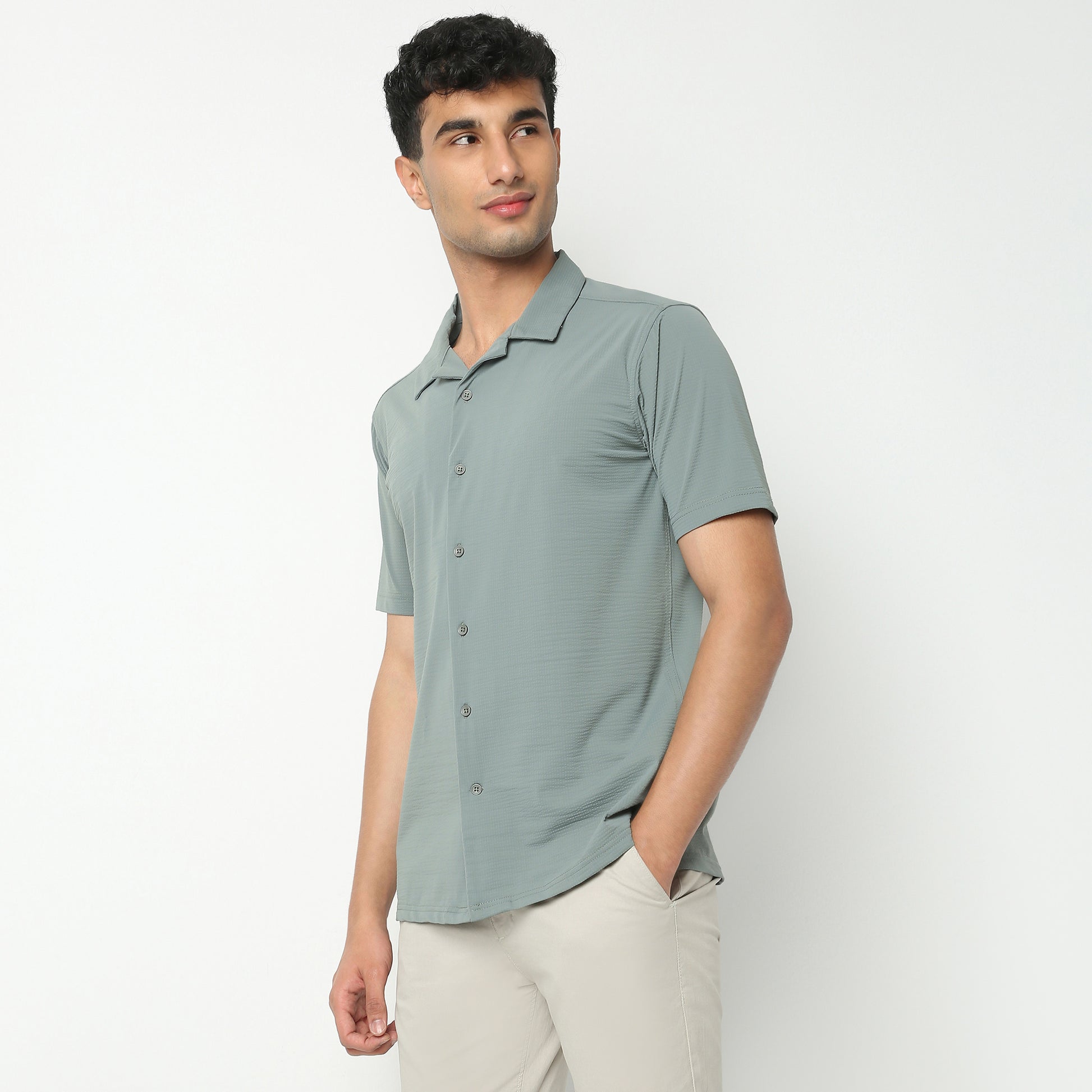 Regular Fit Printed Shirt Collar Regular Length Shirt