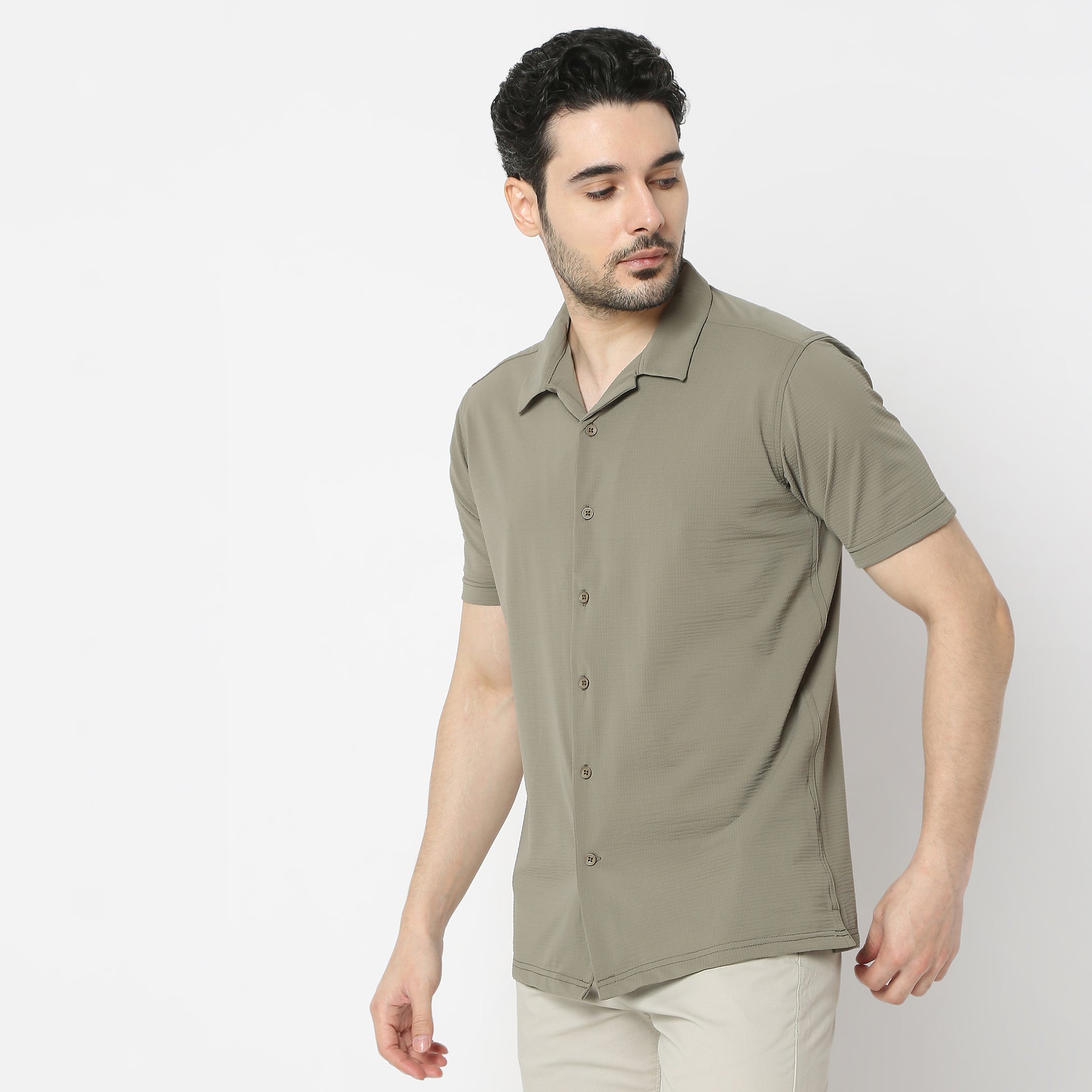 Regular Fit Printed Shirt Collar Regular Length Shirt