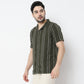 Regular Fit Striped Camp Collar Shirt