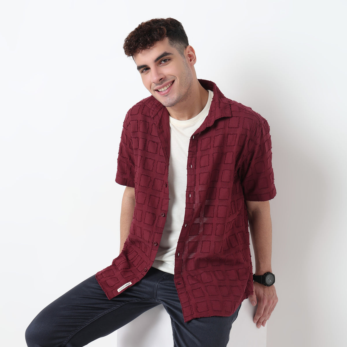 Solid Cotton Cuban Shirt