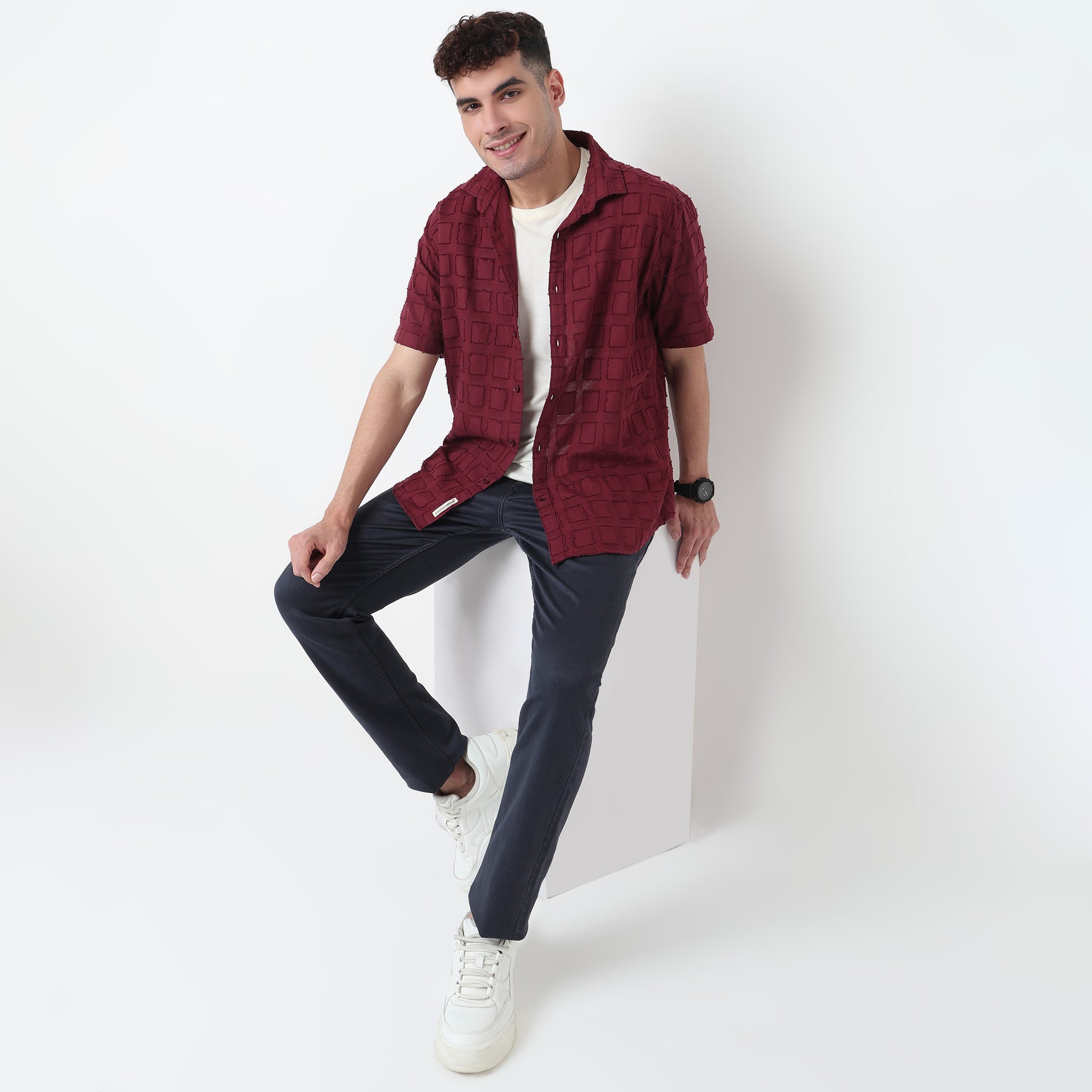 Solid Cotton Cuban Shirt