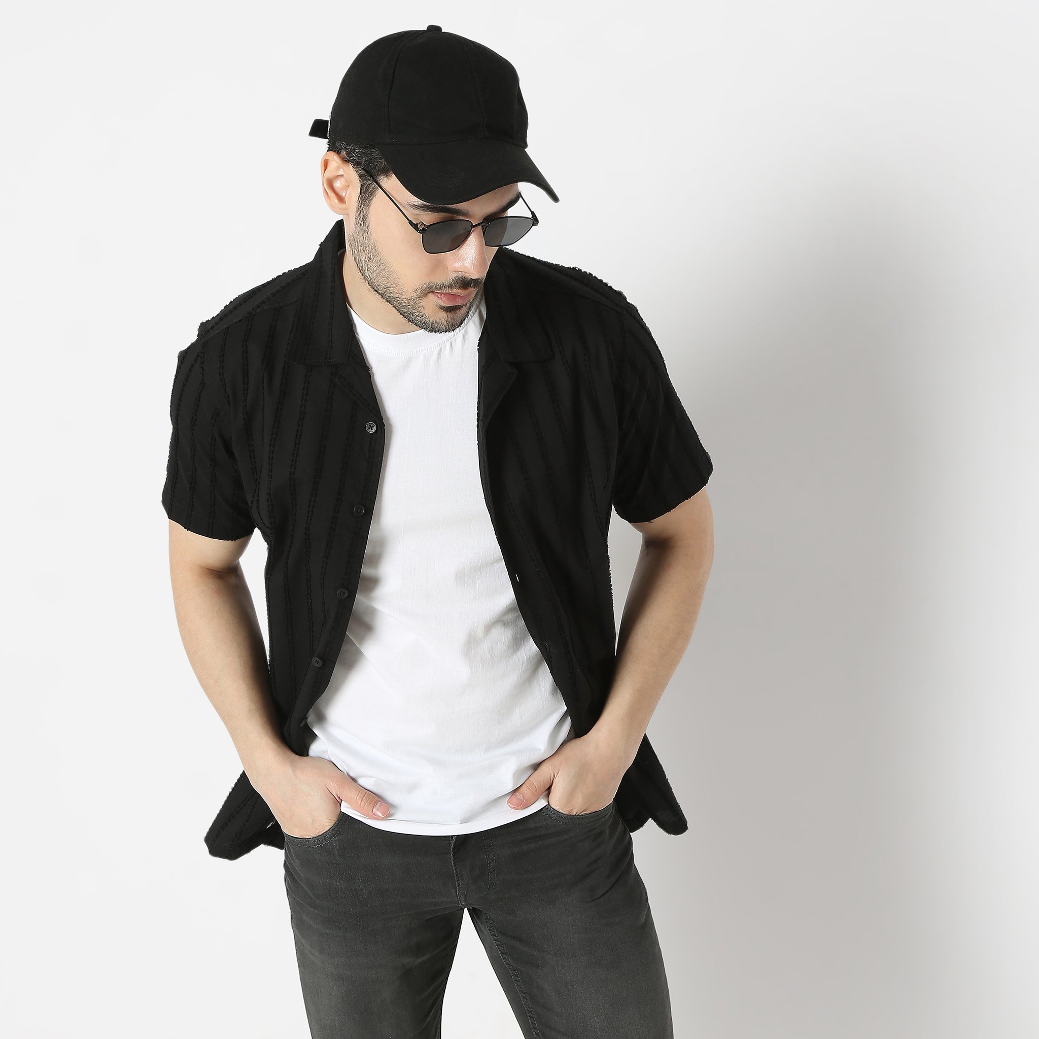 Regular Fit Solid Camp Collar Regular Length Shirt