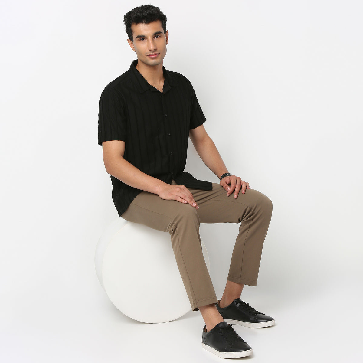 Regular Fit Solid Camp Collar Shirt