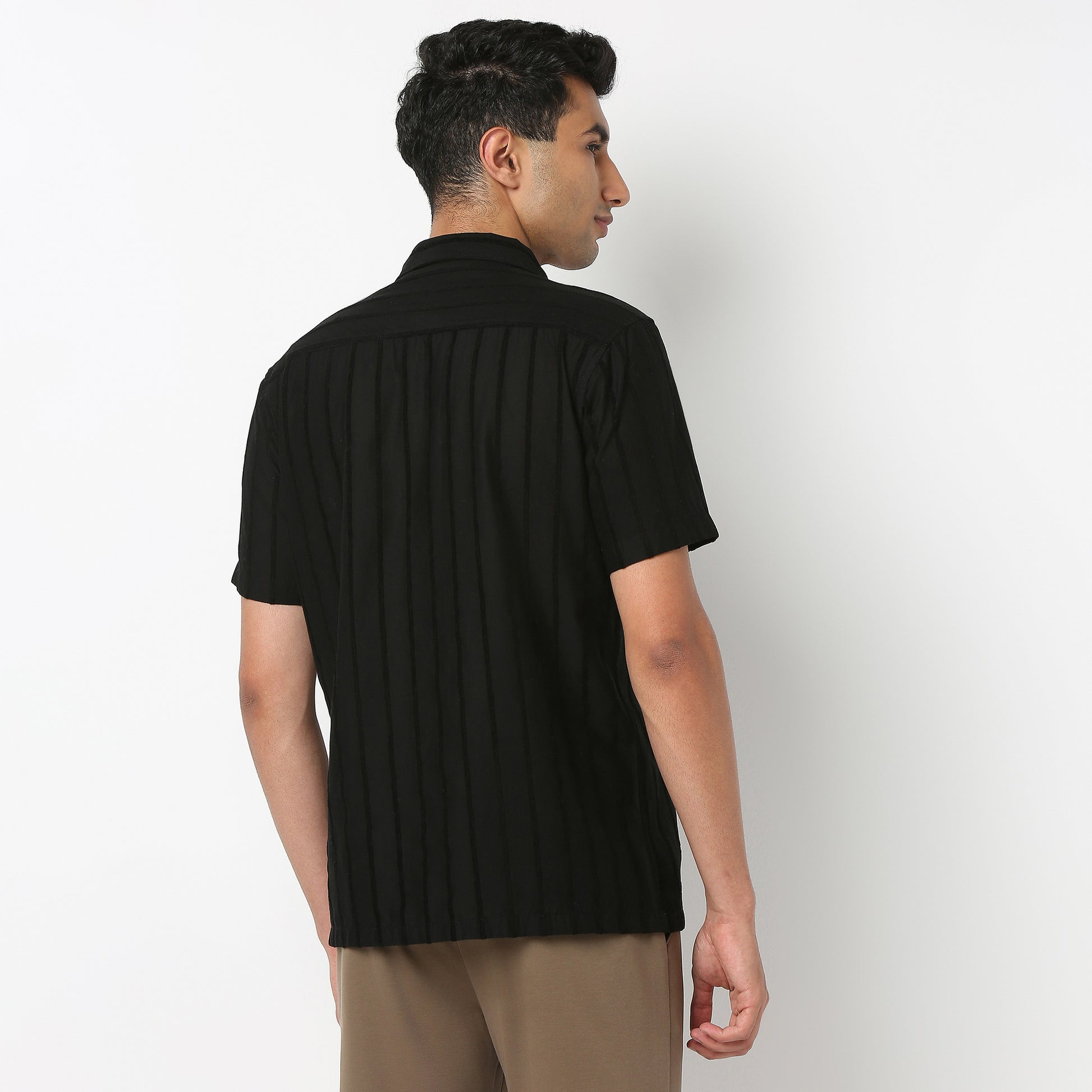 Regular Fit Solid Camp Collar Shirt