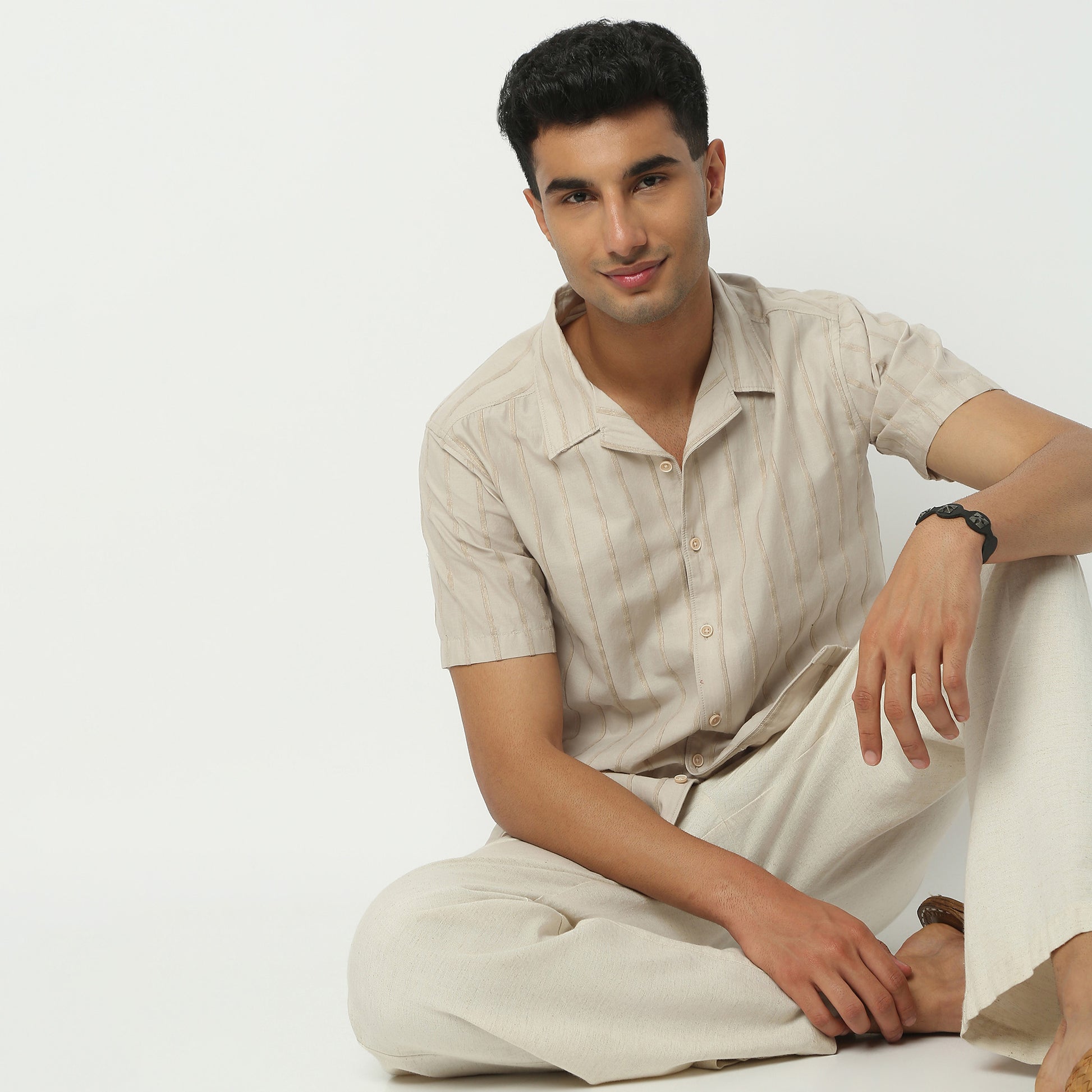 Regular Fit Solid Camp Collar Shirt